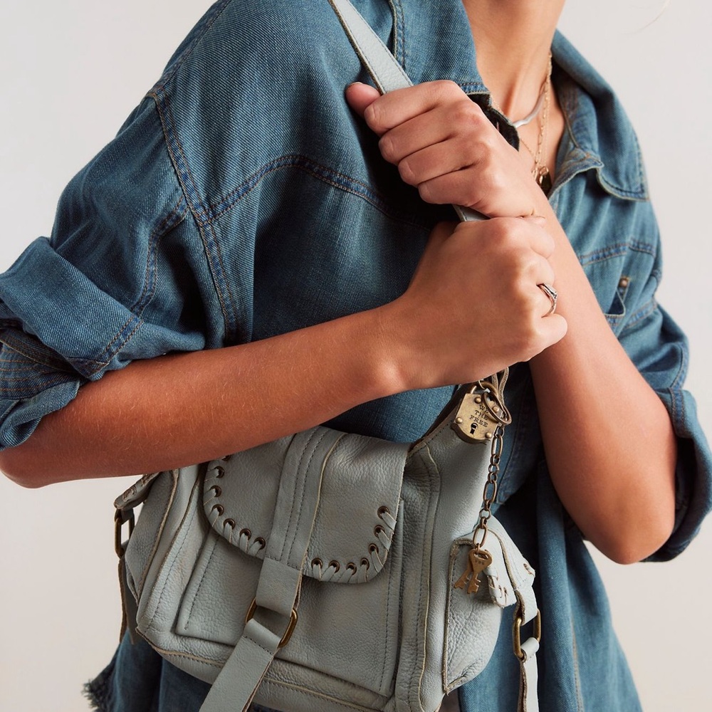 We The Free Baby Leigh Distressed tote bag Aqua Haze